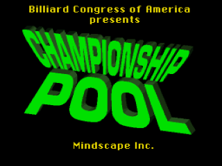 Championship Pool title screen for Super Nintendo